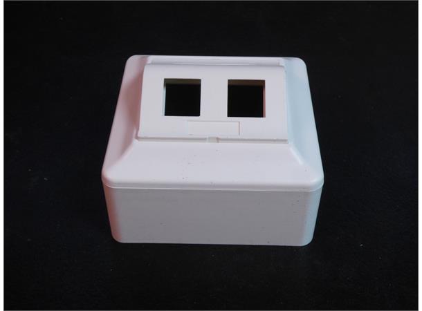 Smartbox påvegg for 2xKeystone Polarhvit inkl. kappe 32mm. FF6010ABC & FF6010D