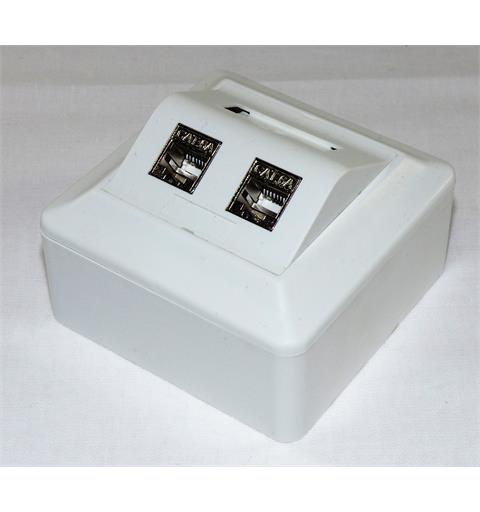 Smartbox påvegg polarhvit m/2xCat6A STP Nettverksuttak inkl. moduler 84x84x57