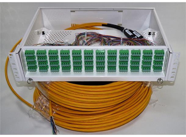 192 fiber SM QXXI LC/APC 50meter (2x96f) Preterminert montert i 2U patchpanel